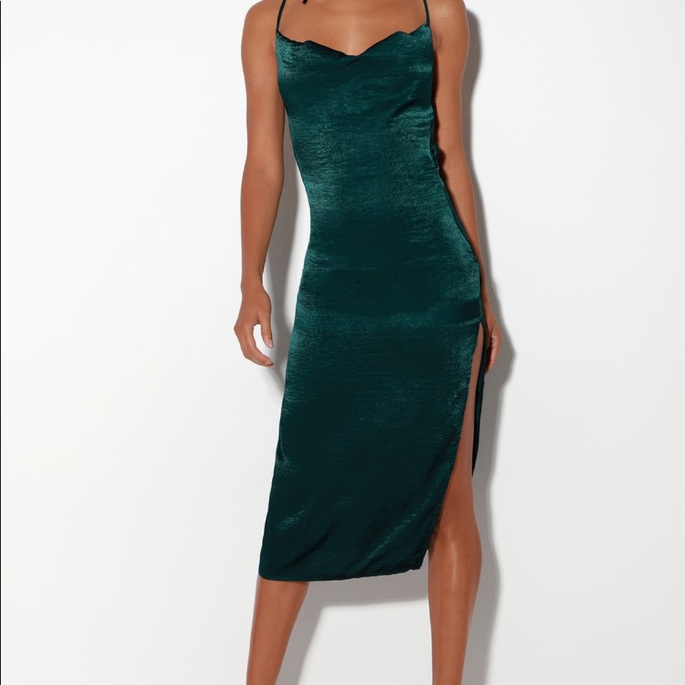 Lulus Award Winner teal strappy dress